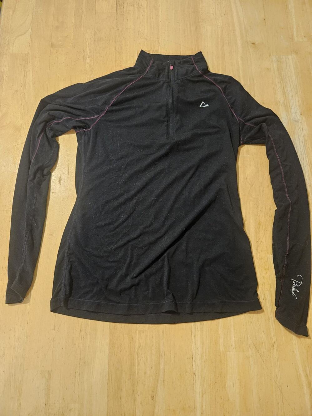 Paradox Merino Blend Women's S Black 1/4 Zip Mock Neck Long Sleeve Pullover Top